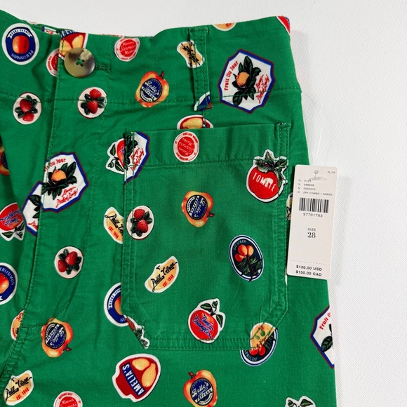 Anthropologie Maeve Colette Fruit Print Cropped Wide Leg Pants Green Size 28 NWT - Picture 6 of 15